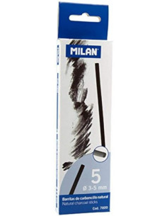 CAJA 5 BARRITAS DE CARBONCILLO NATURAL 3-5MM MILAN 7800