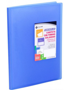 CARPETA CARCHIPLAS-BOOK A4 POLIPROPILENO 20 FUNDAS SOLDADAS AZUL CARCHIVO 50302050 2