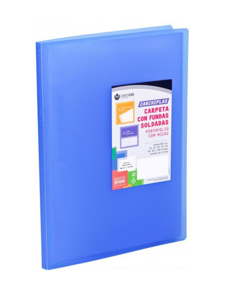 CARPETA CARCHIPLAS-BOOK A4 POLIPROPILENO 50 FUNDAS SOLDADAS AZUL CARCHIVO 50305050