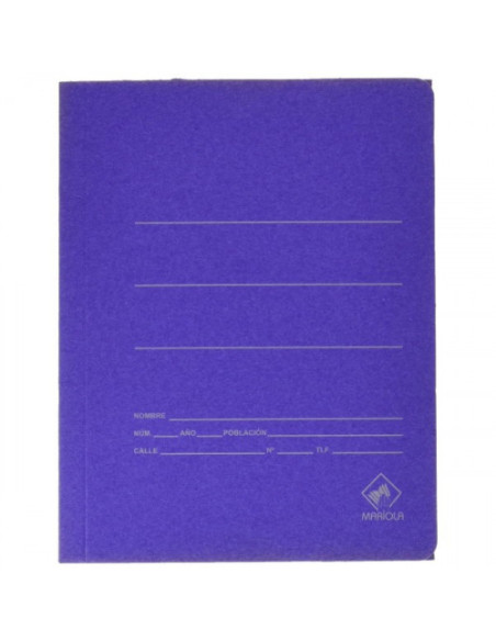 CARPETA CARTON AZUL 500 GR./M2. CUARTO GOMA SENCILLA MARIOLA 1040