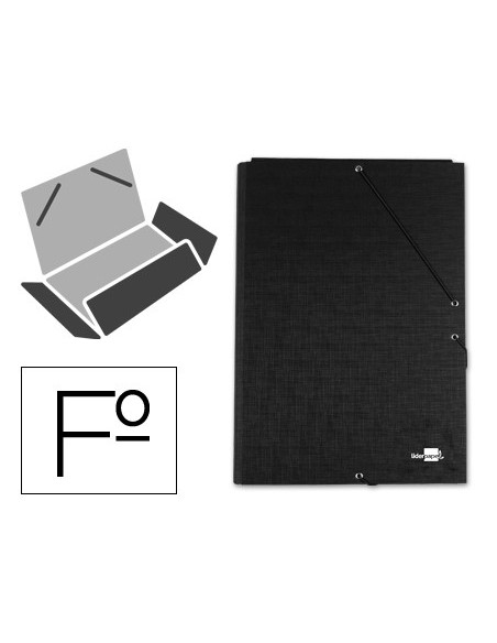 CARPETA CARTON SIMIL PRESPAN 500 GR./M2. FOLIO GOMA SOLAPA NEGRO MARIOLA 1525NE