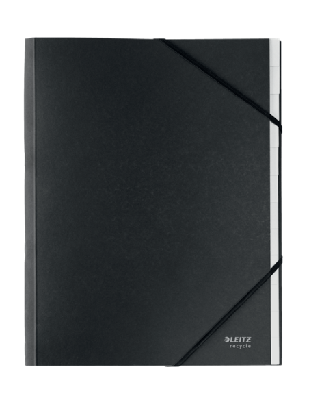 CARPETA CLASIFICADORA DE CARTON 12 POSICIONES A4 RECYCLE 100% NEGRO LEITZ 39150095