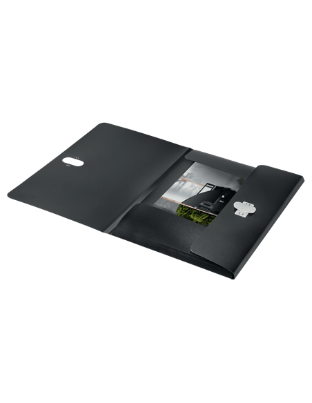 CARPETA POLIPROPILENO 3 SOLAPAS Y CIERRE BROCHE GIRATORIO A4 RECYCLE NEGRO LEITZ 46220095