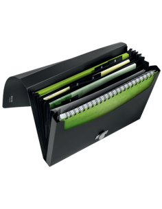CARPETA POLIPROPILENO ACORDEON 5 POSICIONES+BOLSILLO FRONTAL BROCHE GIRATORIO A4 RECYCLE NEGRO LEITZ 46240095 2