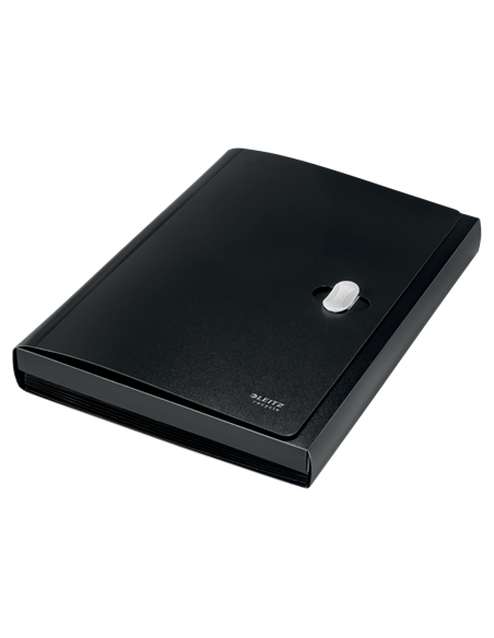 CARPETA POLIPROPILENO ACORDEON 5 POSICIONES+BOLSILLO FRONTAL BROCHE GIRATORIO A4 RECYCLE NEGRO LEITZ 46240095