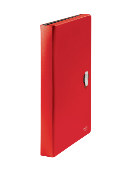 CARPETA POLIPROPILENO ACORDEON 5 POSICIONES+BOLSILLO FRONTAL BROCHE GIRATORIO A4 RECYCLE ROJO LEITZ 46240025