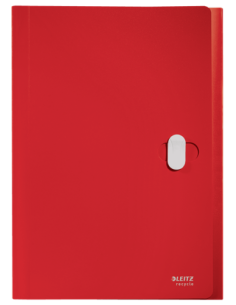 CARPETA POLIPROPILENO ACORDEON 5 POSICIONES+BOLSILLO FRONTAL BROCHE GIRATORIO A4 RECYCLE ROJO LEITZ 46240025 2