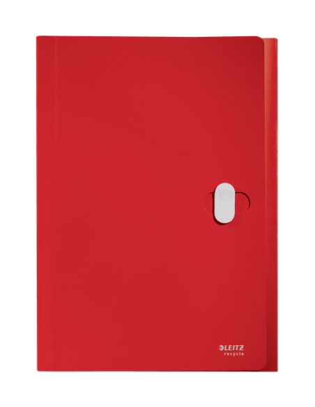 CARPETA POLIPROPILENO ACORDEON 5 POSICIONES+BOLSILLO FRONTAL BROCHE GIRATORIO A4 RECYCLE ROJO LEITZ 46240025