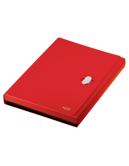 CARPETA POLIPROPILENO ACORDEON 5 POSICIONES+BOLSILLO FRONTAL BROCHE GIRATORIO A4 RECYCLE ROJO LEITZ 46240025