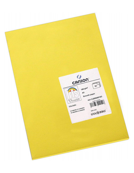 PACK 50 HOJAS CARTULINA IRIS A3 185G AMARILLO CANARIO CANSON C200040183