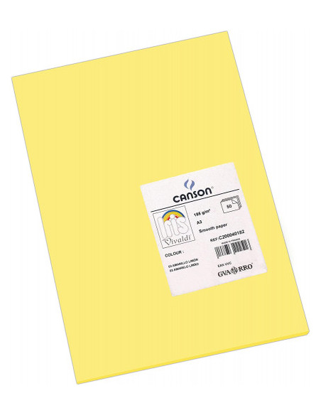 PACK 50 HOJAS CARTULINA IRIS A3 185G AMARILLO LIMON CANSON C200040182