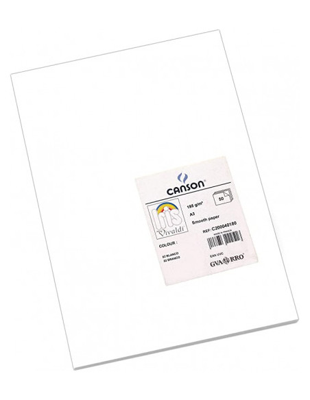 PAQUETE 50 HOJAS CARTULINA IRIS A3 185G BLANCO GUARRO CANSON C200040180