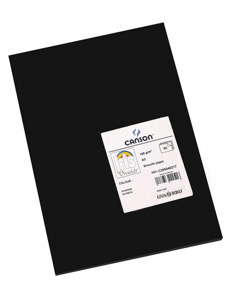 PACK 50 HOJAS CARTULINA IRIS A3 185G NEGRO CANSON C200040217