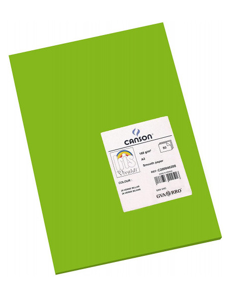 PACK 50 HOJAS CARTULINA IRIS A3 185G VERDE BILLAR CANSON C200040208