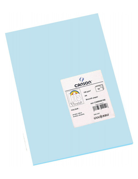 PAQUETE 50 HOJAS CARTULINA IRIS A4 185G AZUL CIELO GUARRO CANSON C200040166