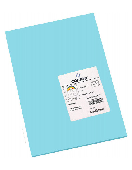 PACK 50 HOJAS CARTULINA IRIS A4 185G AZUL TURQUESA CANSON C200040170