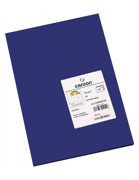 PACK 50 HOJAS CARTULINA IRIS A4 185G AZUL ULTRAMAR CANSON C200040169