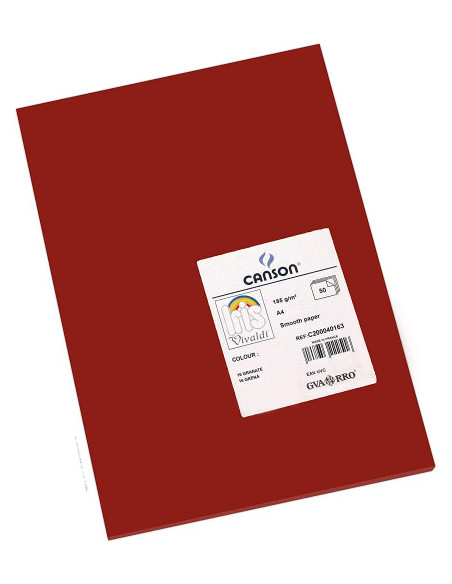 PACK 50 HOJAS CARTULINA IRIS A4 185G GRANATE CANSON C200040163