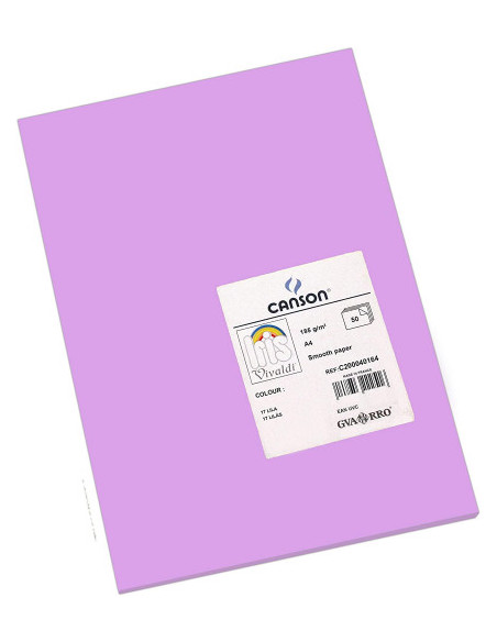 PACK 50 HOJAS CARTULINA IRIS A4 185G LILA CANSON C200040164