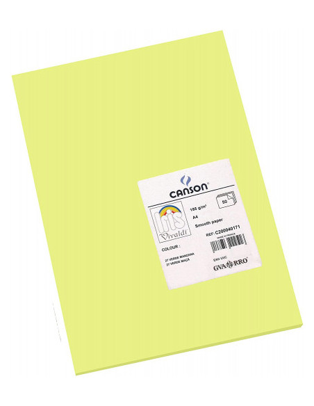 PACK 50 HOJAS CARTULINA IRIS A4 185G VERDE MANZANA CANSON C200040171