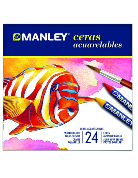 ESTUCHE 24 CERAS ACUARELABLES MANLEY MNQ00424