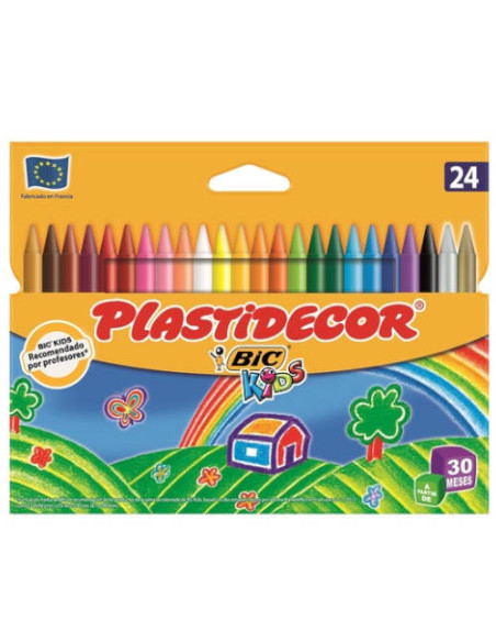 ESTUCHE 24 CERAS DE COLOR QUE NO ENSUCIAN PLASTIDECOR 9203011