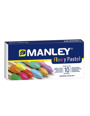 ESTUCHE 10 CERAS MANLEY (COLORES FLÚOR+PASTEL) ALPINO MNC00044