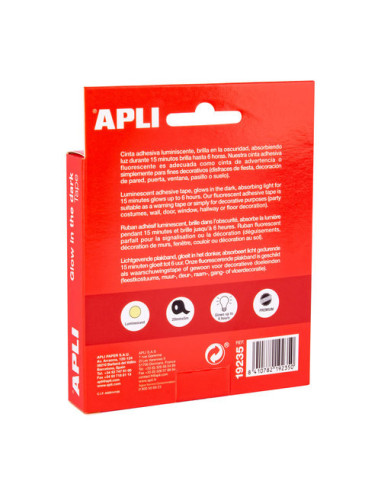 CINTA ADHESIVA LUMINISCENTE 20 MM X 5 M APLI 19235
