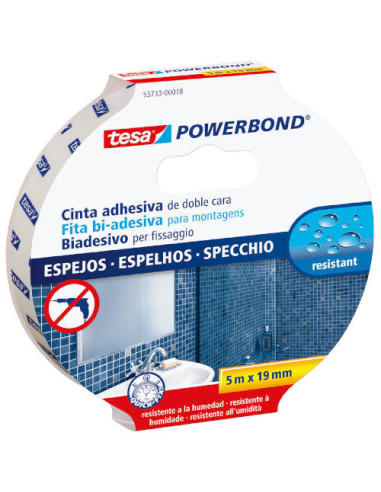 CINTA ADHESIVA POWERBOND DOBLE CARA EXTRA FUERTE (ESPEJOS) 19MM.X5M. TESA 55733-00018-02