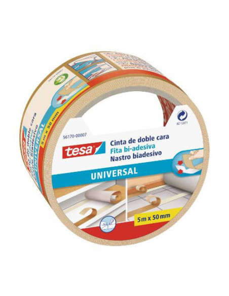 CINTA ADHESIVA UNIVERSAL DOBLE CARA ESPECIAL MOQUETAS 50MM.X5M. TESA 56170-00007-11