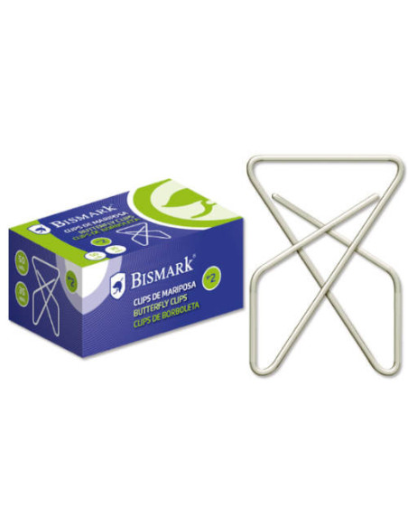 CAJA 50 CLIPS NIQUELADOS DE MARIPOSA Nº 10 BISMARK 321358