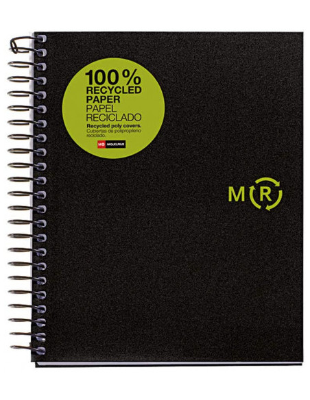 CUADERNO 100% RECICLADO NB-4 A5 120HOJAS TAPAS POLIPROPILENO MIQUELRIUS 6039