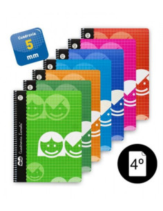 CUADERNO BASICO FORMATO 4º 40 HOJAS RAYADO 5 MM SURTIDOS LAMELA 07005