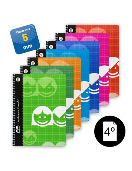 CUADERNO BASICO FORMATO 4º 40 HOJAS RAYADO 5 MM SURTIDOS LAMELA 07005