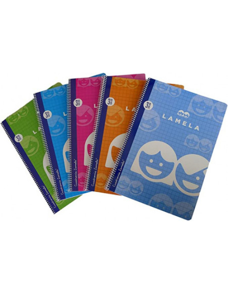 CUADERNO BASICO FORMATO FOLIO 80 HOJAS RAYADO 3 MM SURTIDOS LAMELA 07F003