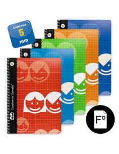 CUADERNO BASICO FORMATO FOLIO 80 HOJAS RAYADO 5 MM SURTIDOS LAMELA 07F005