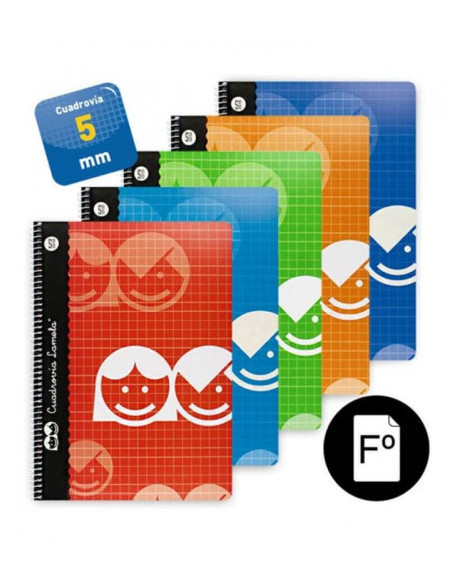 CUADERNO BASICO FORMATO FOLIO 80 HOJAS RAYADO 5 MM SURTIDOS LAMELA 07F005