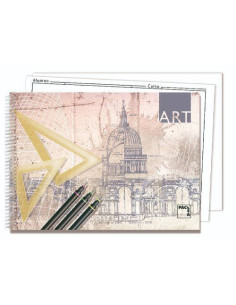 CUADERNO BLOCKS  DIBUJO ART 140 GRS. FOLIO PROLONGADO 20 HOJAS 2 TALADROS LISO CON RECUADRO PACSA 18848