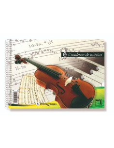 CUADERNO BLOCKS DE MUSICA 80 GRS. 4º (155X215MM.) 20 HOJAS 8 PENTAGRAMAS PACSA 18801