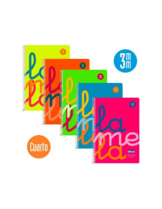 CUADERNO CUARTO FLÚOR POLIPROPILENO RAYADO 3 MM.COLORES SURTIDOS LAMELA 7CTP003S