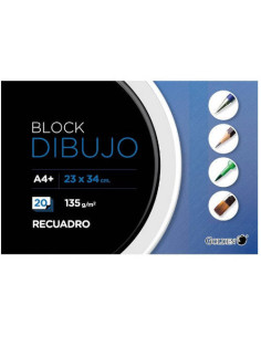CUADERNO DE DIBUJO A4+ 135 GR. 20 HOJAS CON RECUADRO ENCOLADO 2 TALADROS GOLDEN 324276