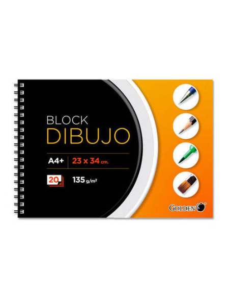 CUADERNO DE DIBUJO A4+ 135 GR. 20 HOJAS CON RECUADRO GOLDEN 321537