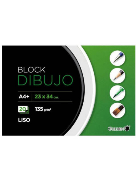 CUADERNO DE DIBUJO A4+ 135 GR. 20 HOJAS LISO GOLDEN 324277