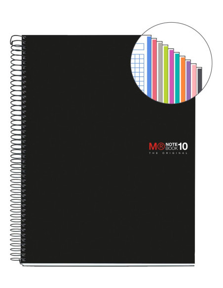 CUADERNO ESPIRAL NB-10 A4 200 HOJAS 5X5MM POLIPROPILENO NEGRO MIQUELRIUS 47009