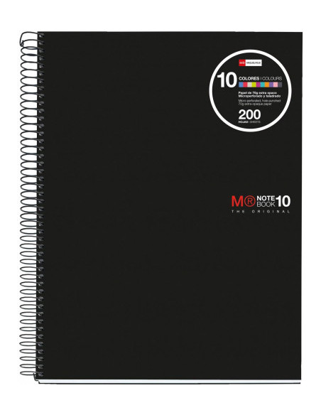 CUADERNO ESPIRAL NB-10 A4 200 HOJAS 5X5MM POLIPROPILENO NEGRO MIQUELRIUS 47009