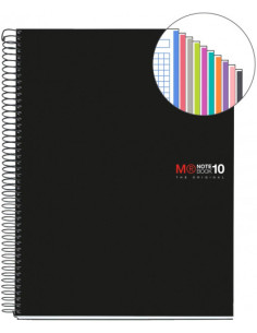CUADERNO ESPIRAL NB-18 A5 200 HOJAS 5X5MM POLIPROPILENO NEGRO MIQUELRIUS 47044 2