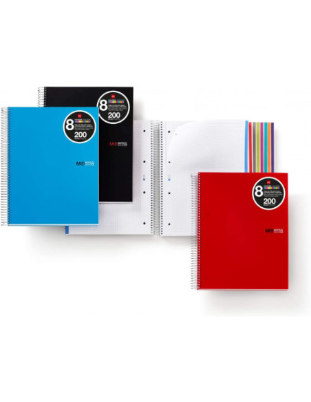 CUADERNO ESPIRAL NB-18 A5 200 HOJAS 5X5MM POLIPROPILENO NEGRO MIQUELRIUS 47044