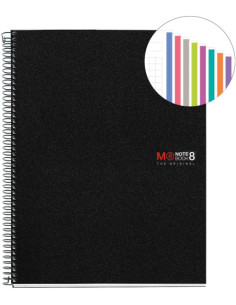CUADERNO ESPIRAL NB-8 A4 200 HOJAS 5X5MM POLIPROPILENO NEGRO MIQUELRIUS 42006