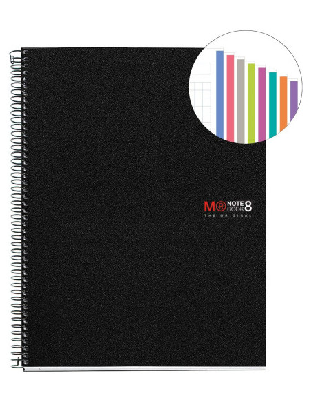 CUADERNO ESPIRAL NB-8 A4 200 HOJAS 5X5MM POLIPROPILENO NEGRO MIQUELRIUS 42006