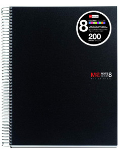 CUADERNO ESPIRAL NB-8 A4 200 HOJAS 5X5MM POLIPROPILENO NEGRO MIQUELRIUS 42006 2